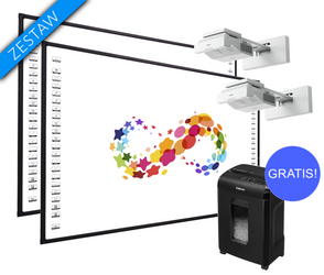 Aktywna tablica 2023 - 2 x tablica interaktywna iBoard 85” - 2 x projektor Epson EB 720 - 2 x uchwyt - 2 x montaż - Niszczarka GRATIS!